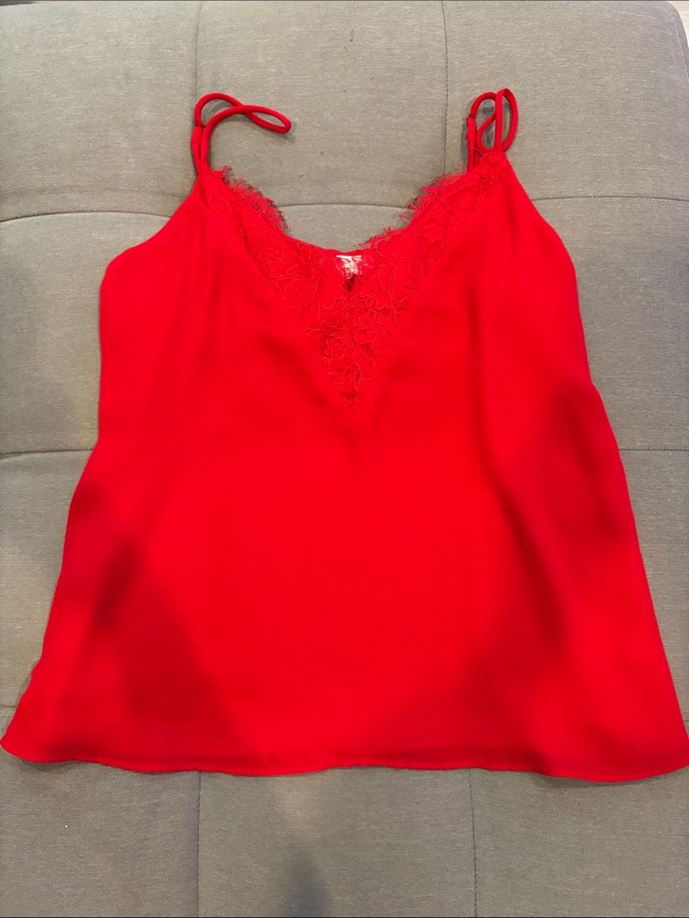 Red Lace-Trim V-Neck Camisole Top - Women